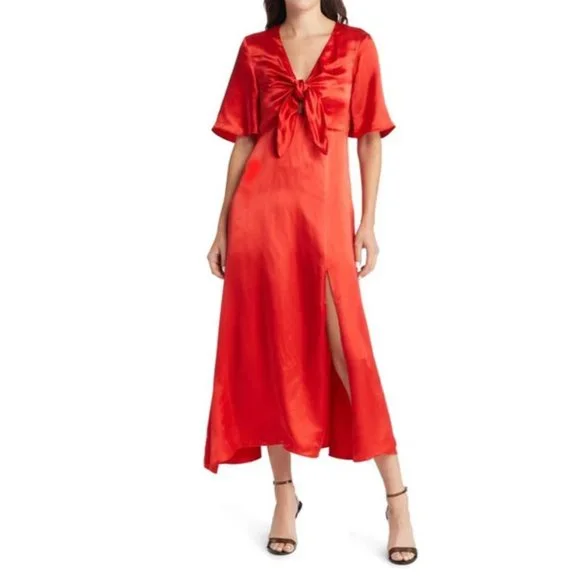 open lace back dress & Other Stories Red Stripe Short Sleeve Dress